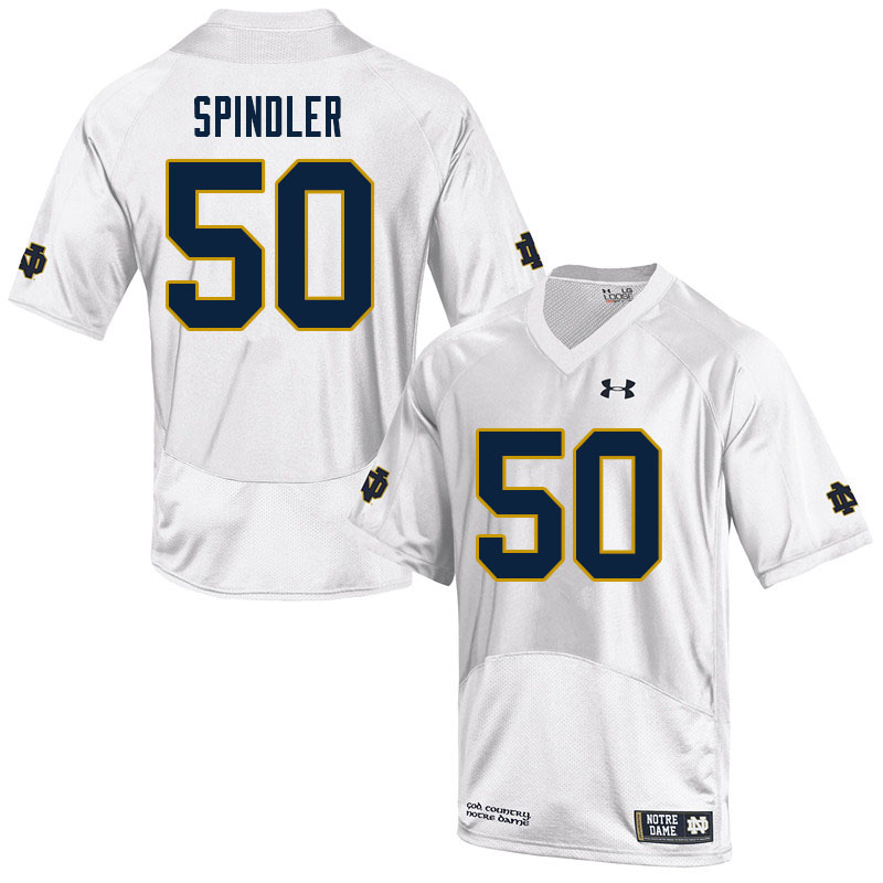 Men's NCAA Notre Dame Fighting Irish #50 Rocco Spindler Stitched College Under Armour Authentic White Football Jersey TF10K21DT